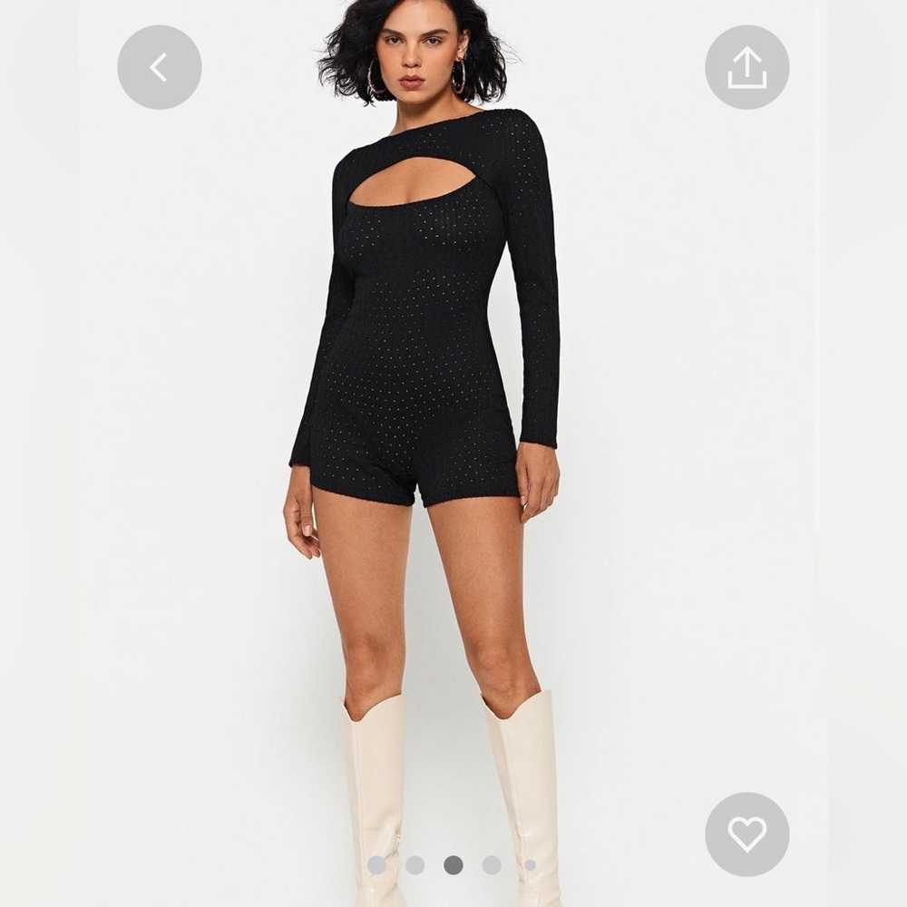 Cut out backless solid romper play suit